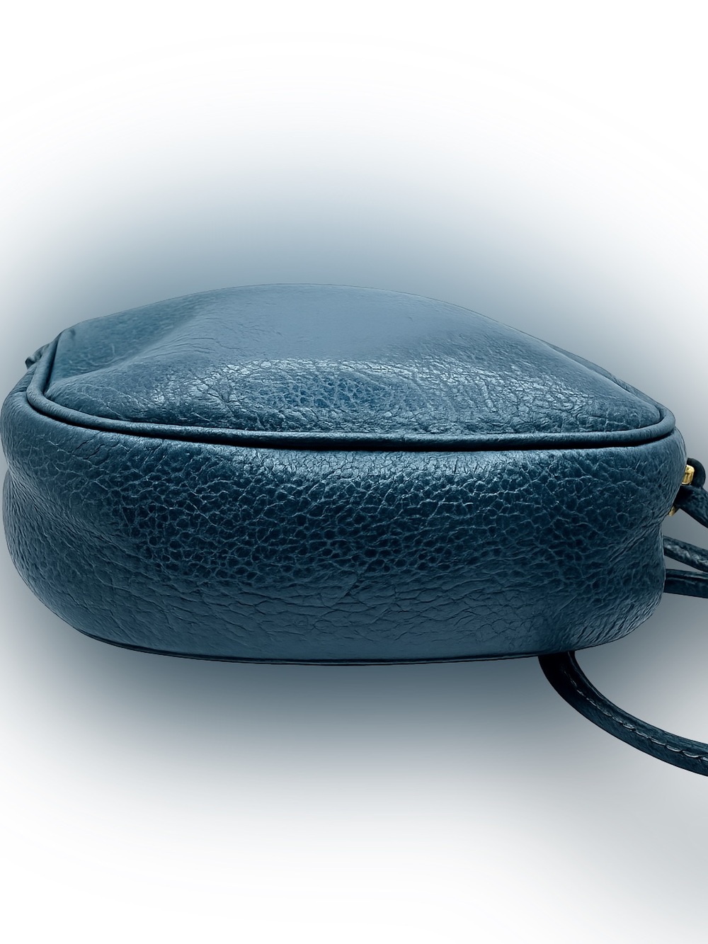 Lancel Paris Vintage Blue Pebbled Leather Crossbody Camera Bag Made in Italy GUC - Picture 4 of 5